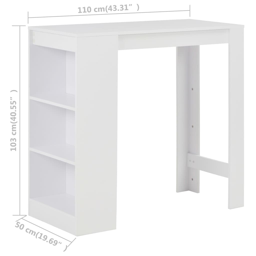 Tavolo da Bar con Ripiano Bianco 110x50x103 cm | homemem39