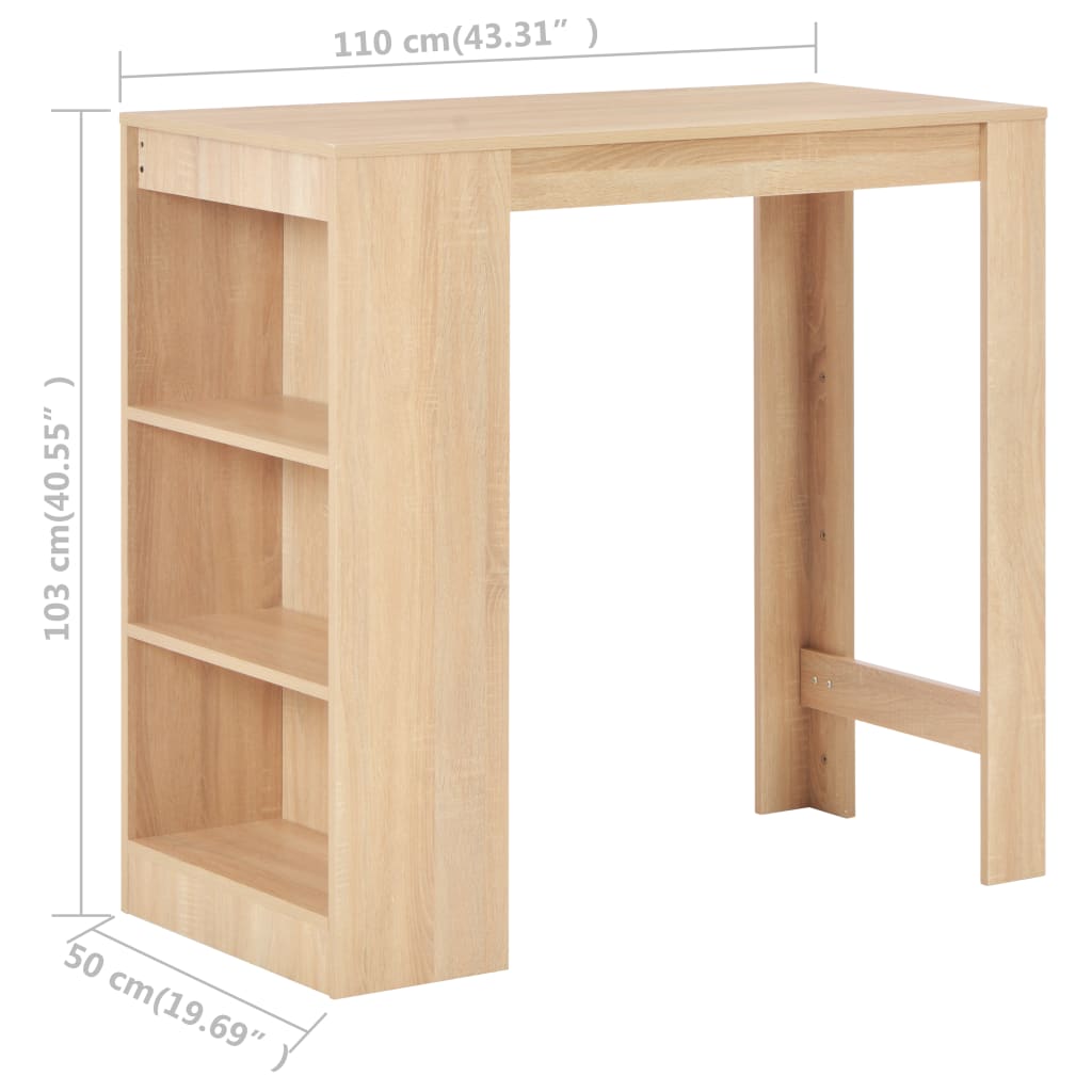 Tavolo da Bar con Ripiano Rovere 110x50x103 cm | homemem39