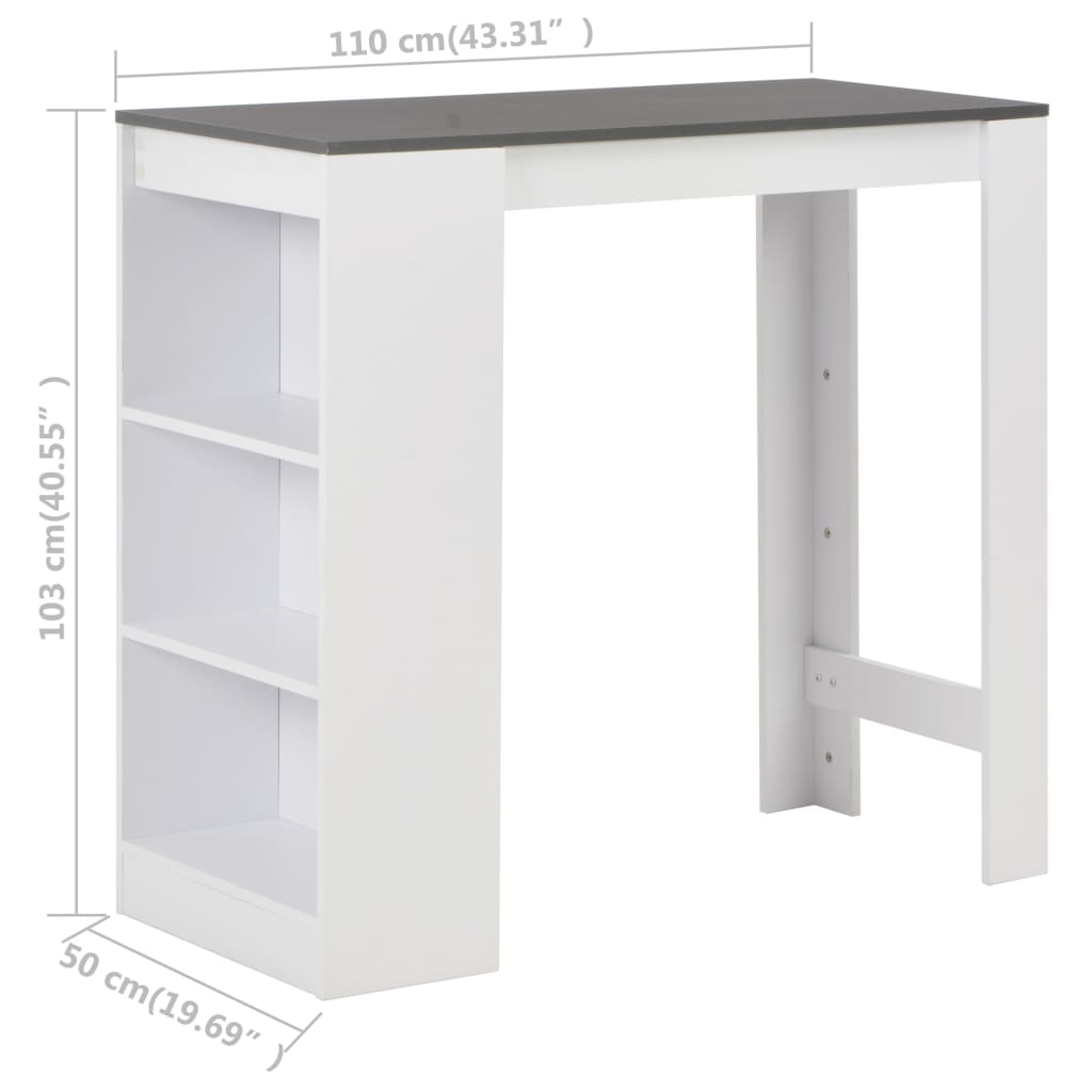 Tavolo da Bar con Ripiano Bianco 110x50x103 cm - homemem39