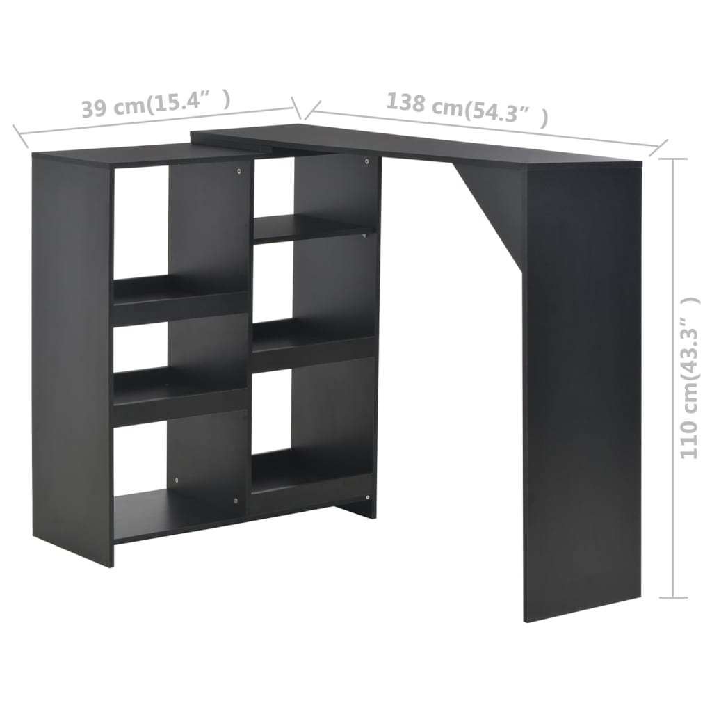 Tavolo da Bar con Scaffale Mobile Nero 138x39x110 cm | homemem39