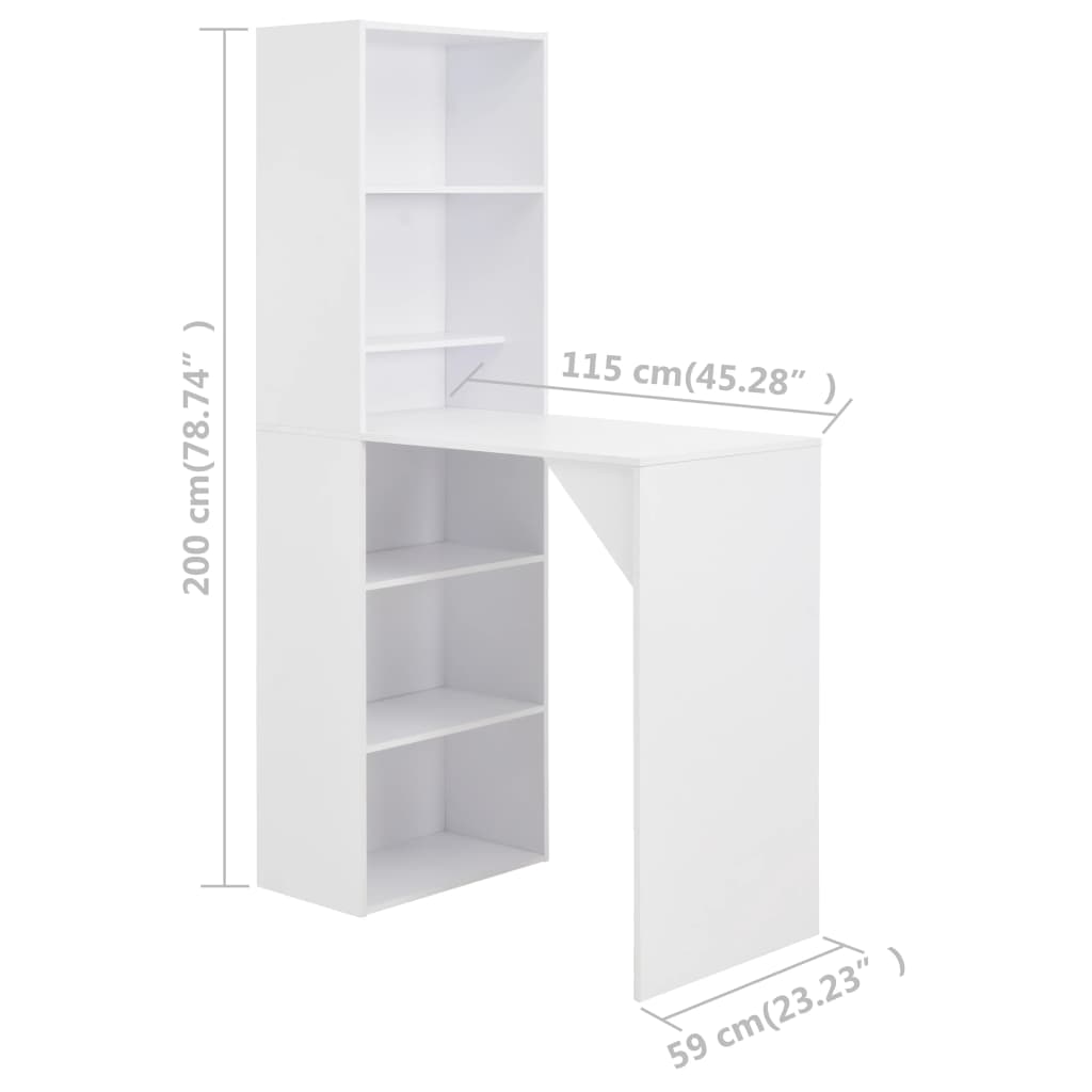 Tavolo da Bar con Mobiletto Bianco 115x59x200 cm | homemem39