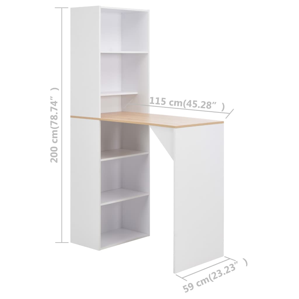 Tavolo da Bar con Mobiletto Bianco 115x59x200 cm | homemem39