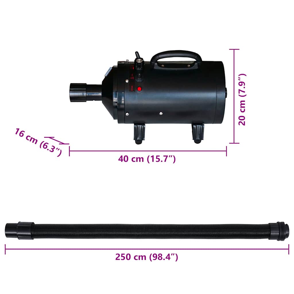 Phon per Cani con 3 Ugelli Nero 2400 W | homemem39