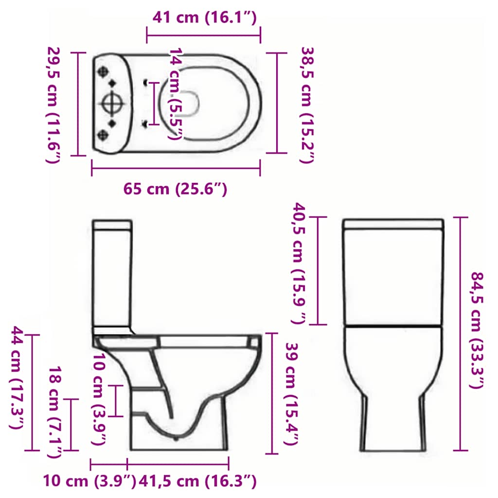 Vaso WC in Ceramica con Scarico Dietro Nero