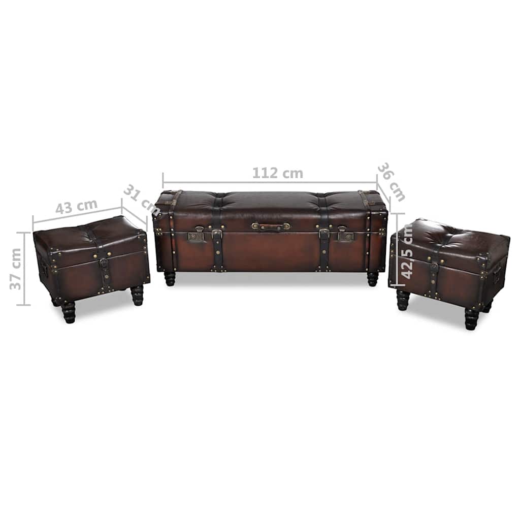 Cassapanca Set 3 pz Marrone