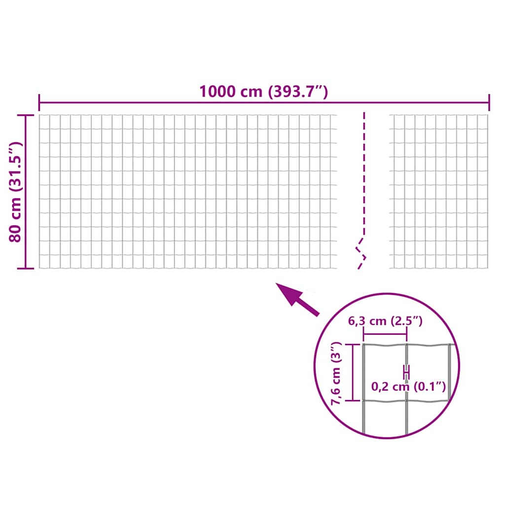 Recinzione Europea in Acciaio 10 x 0,8 m Verde | homemem39