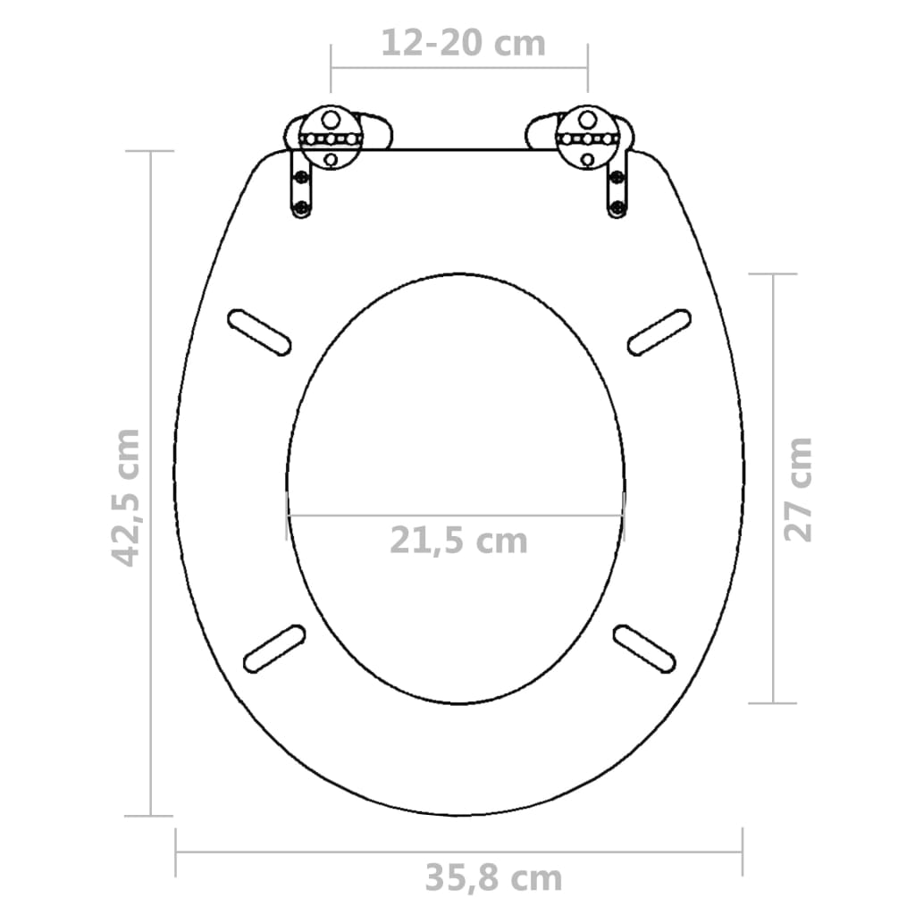 Sedile WC in MDF Coperchio Chiusura Ammortizzata Semplice Nero