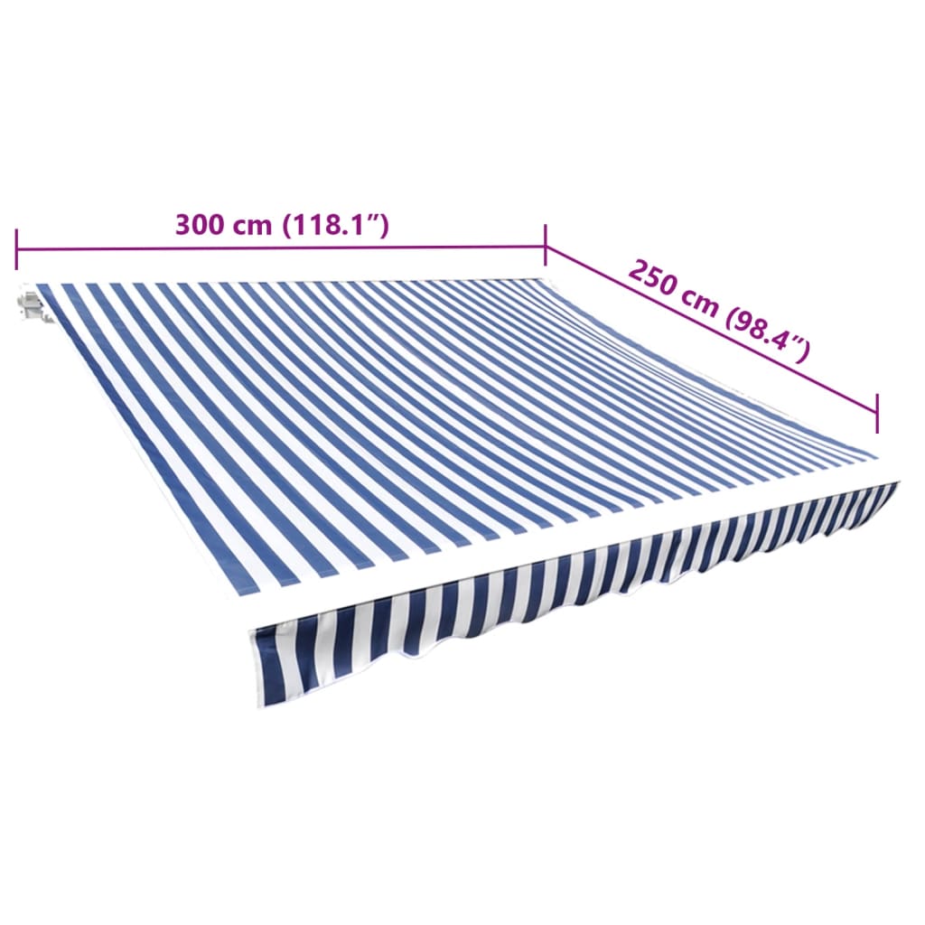 Tessuto di Ricambio per Tenda da Sole Blu e Bianco 300x250 cm