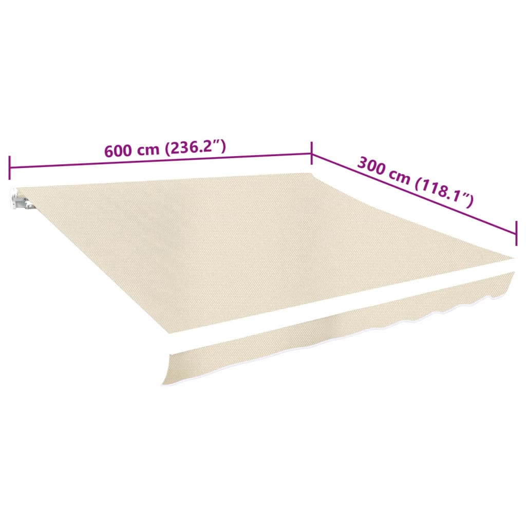 Tessuto di Ricambio per Tenda da Sole Crema 6x3 m Poliestere | homemem39