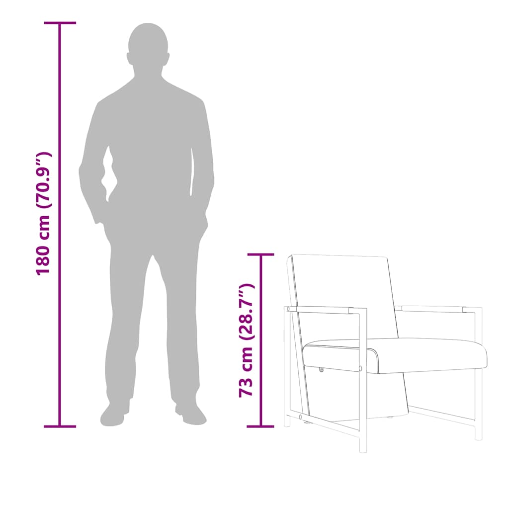 Armchair with Black Chromed Legs in Faux Leather