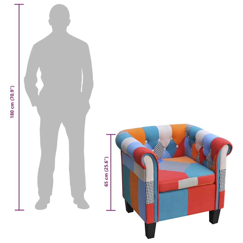 Poltrona con Design Patchwork in Tessuto - homemem39