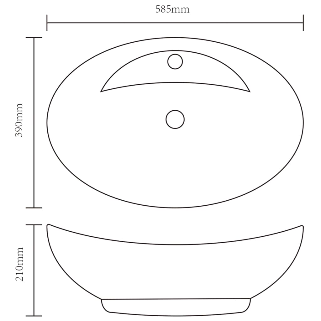 Lavabo Ceramica Lusso Ovale Foro di Scarico e Foro Rubinetto | homemem39
