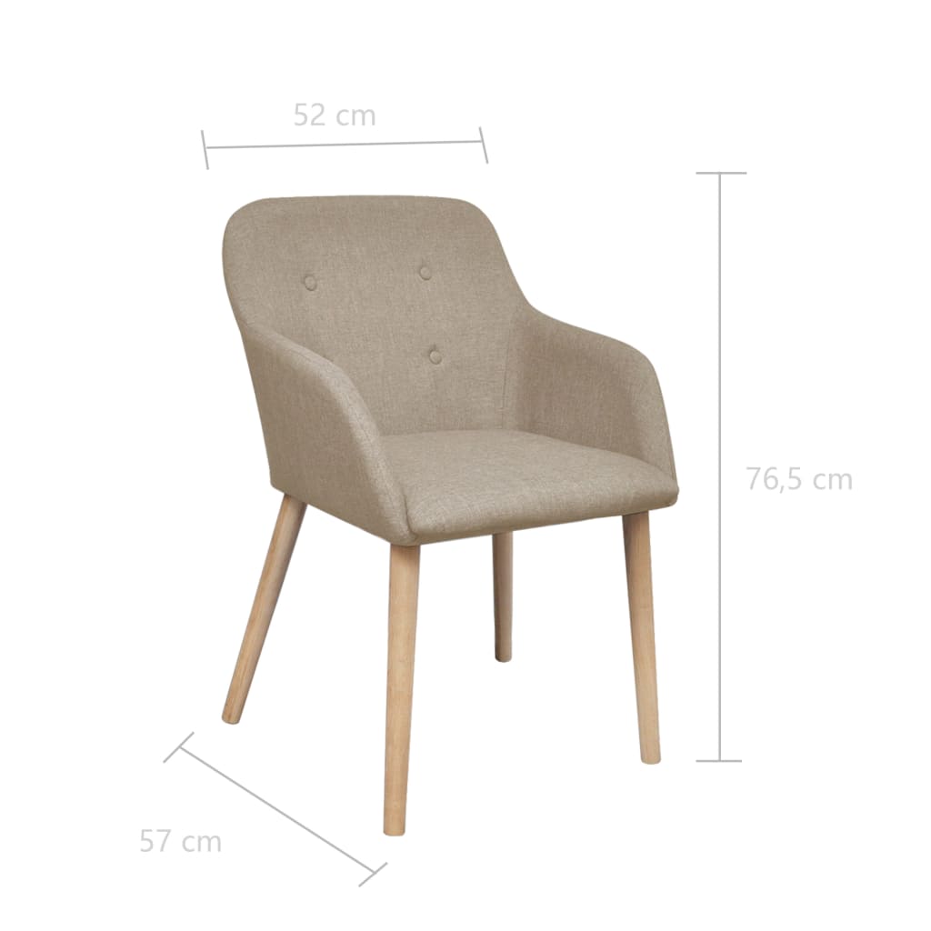 Sedie Pranzo 4 pz Beige in Tessuto e Legno Massello di Rovere | homemem39