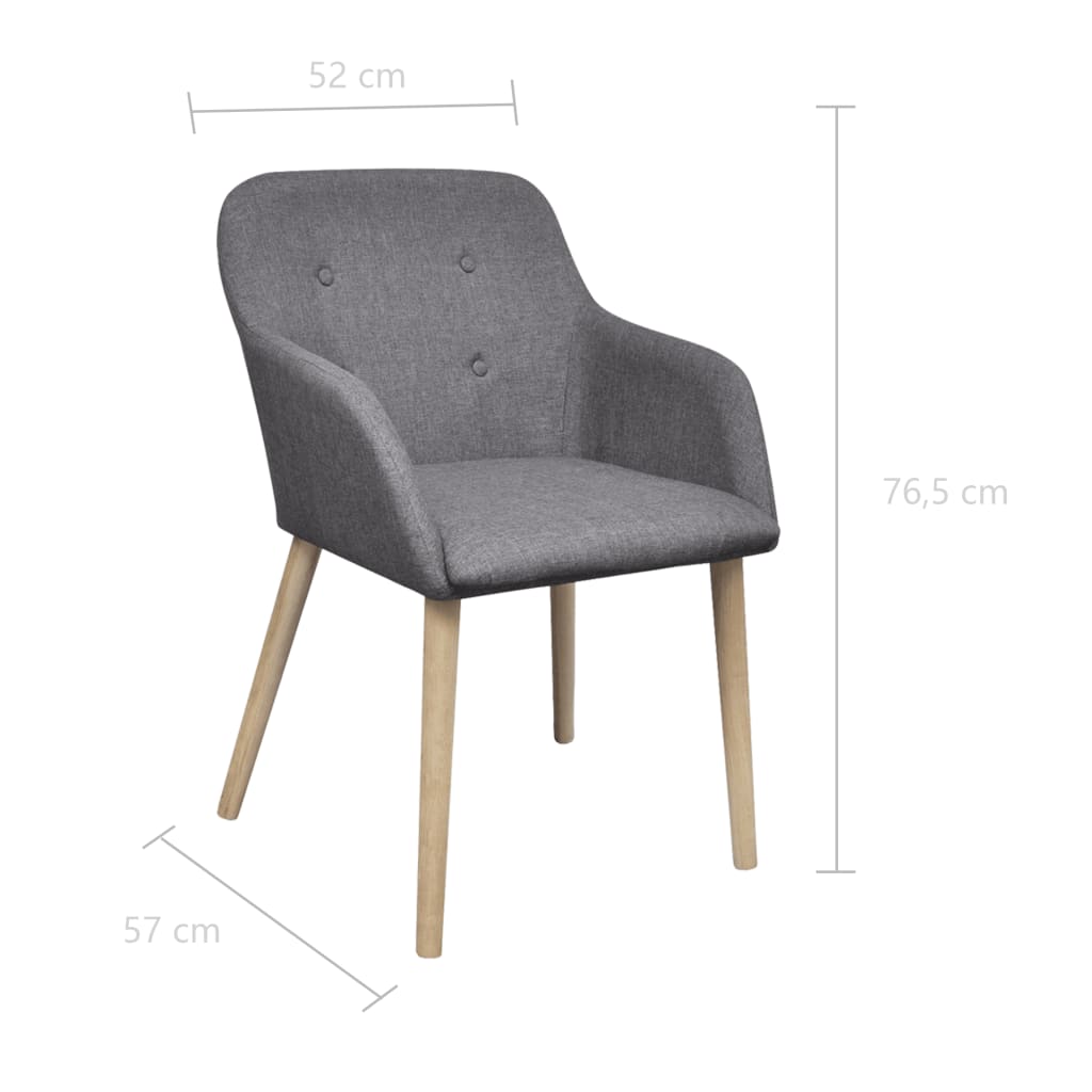 Sedie da Pranzo 4 pz Grigio Chiaro Tessuto e Massello Rovere | homemem39