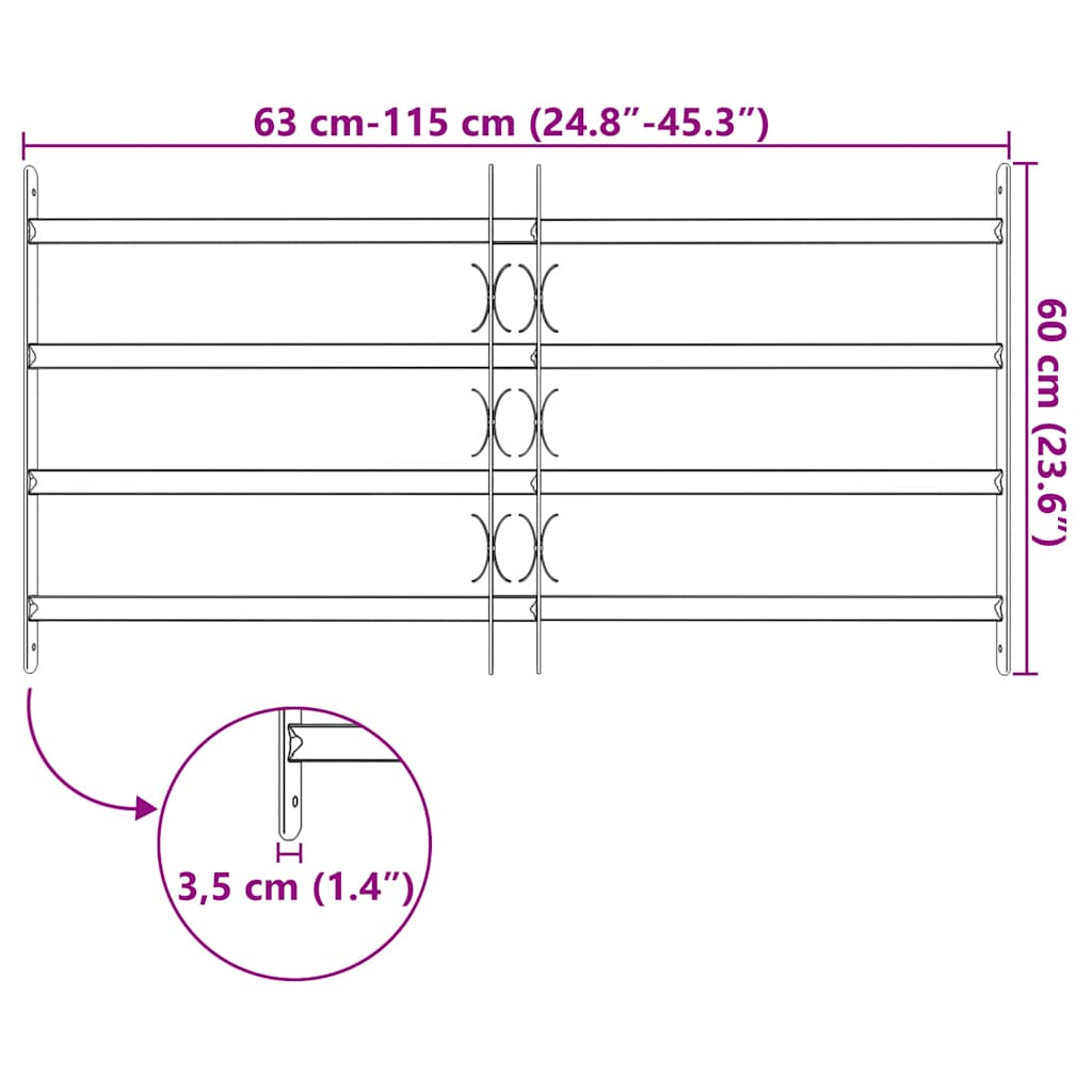 Grate per Finestre Regolabili 4 Barre Trasversali 700-1050 mm - homemem39