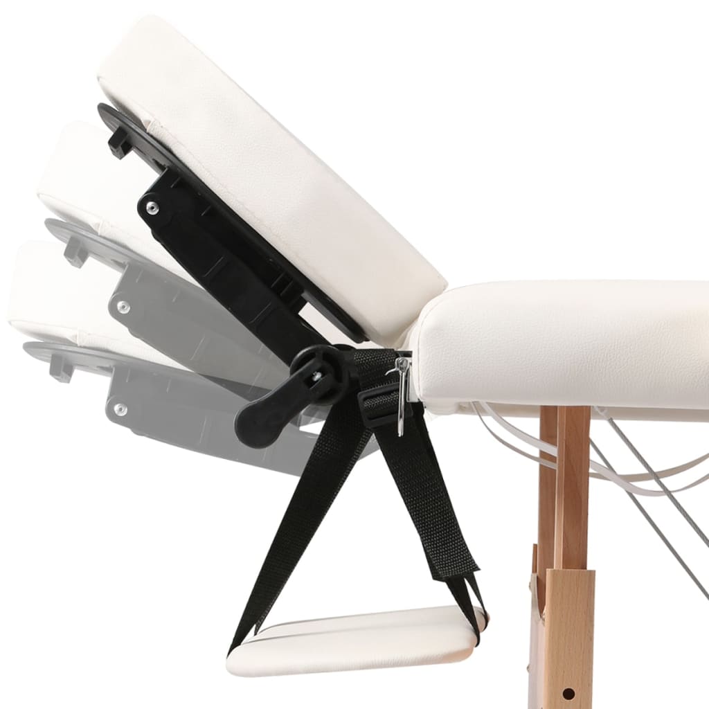 Lettino Pieghevole da Massaggio Crema 3 Zone con Telaio Legno | homemem39