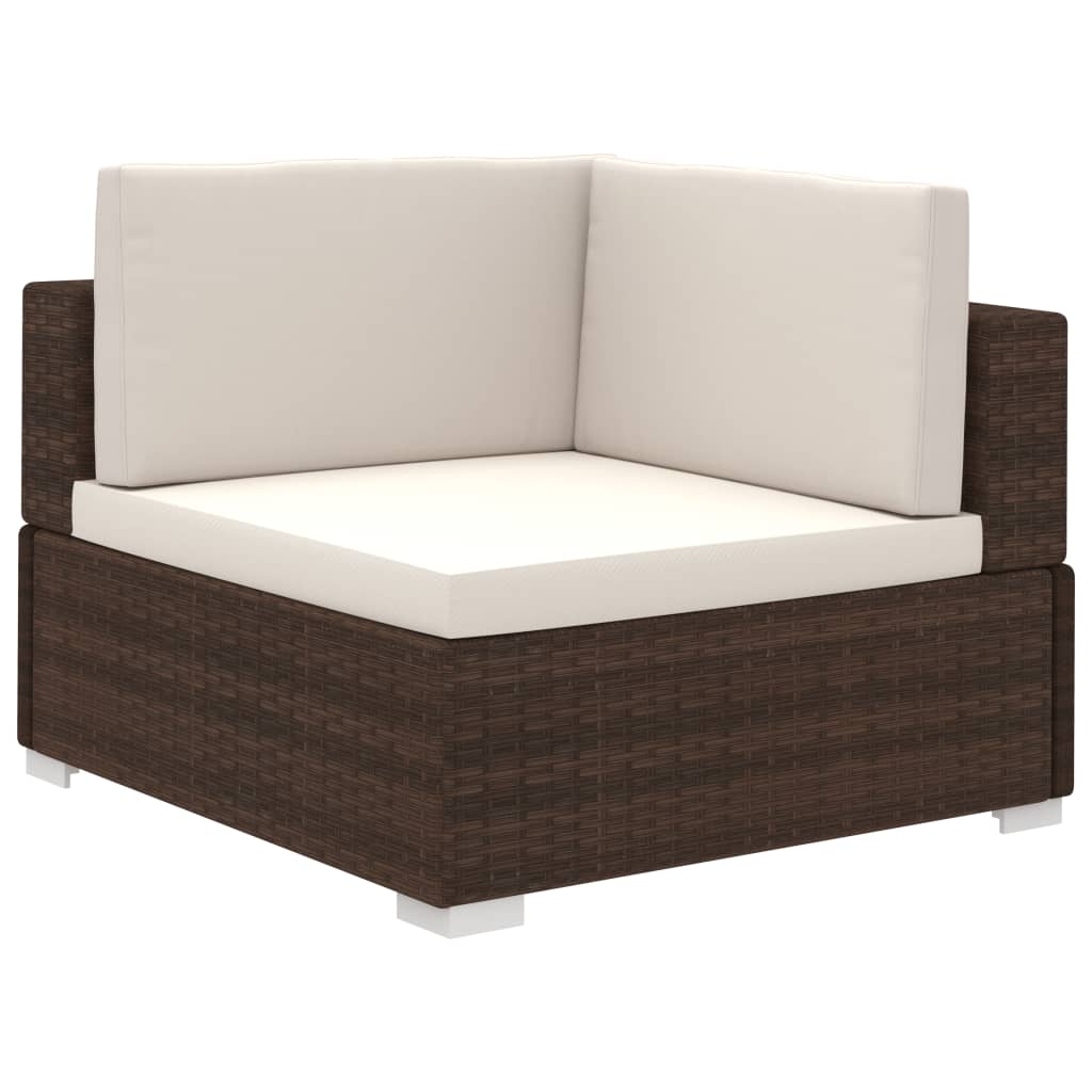 Set Divani da Giardino 6 pz con Cuscini in Polyrattan Marrone | homemem39