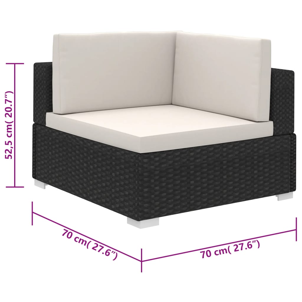 Set Divani da Giardino 6 pz con Cuscini in Polyrattan Nero | homemem39