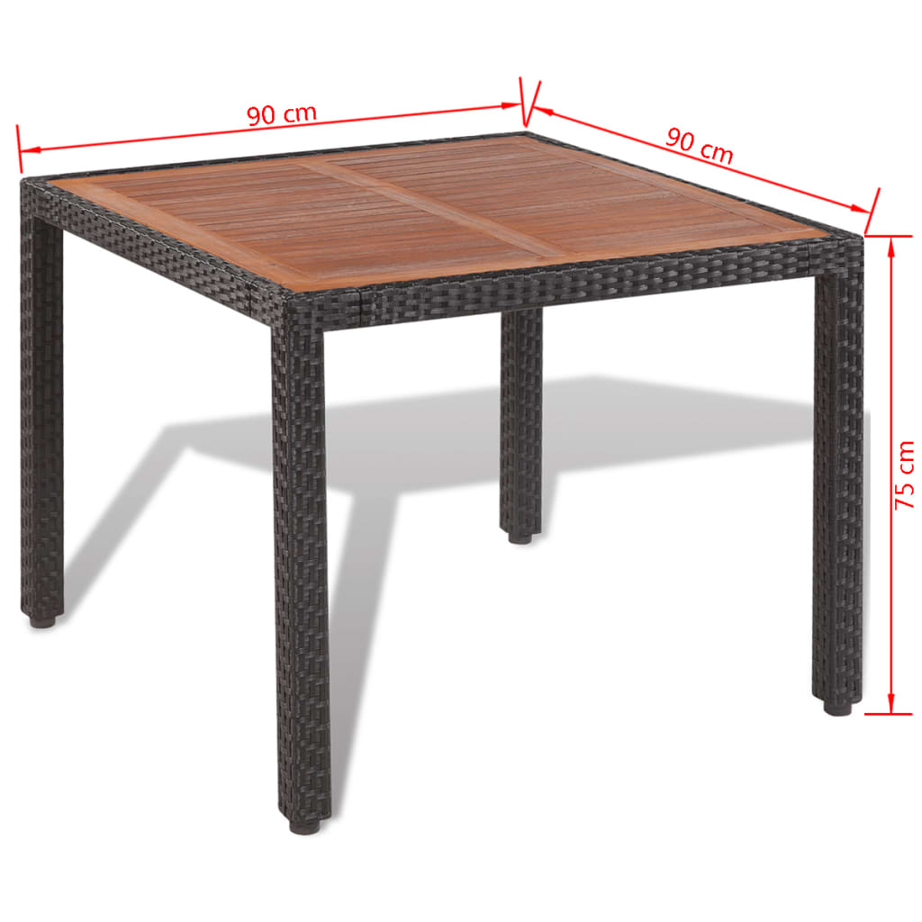 Set da Pranzo da Giardino 5 pz con Cuscini in Polyrattan Nero | homemem39