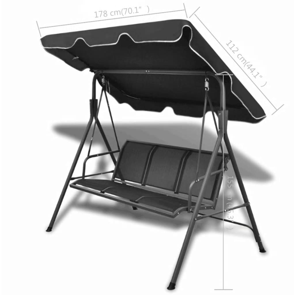 Panchina a Dondolo da Giardino con Baldacchino Nera | homemem39