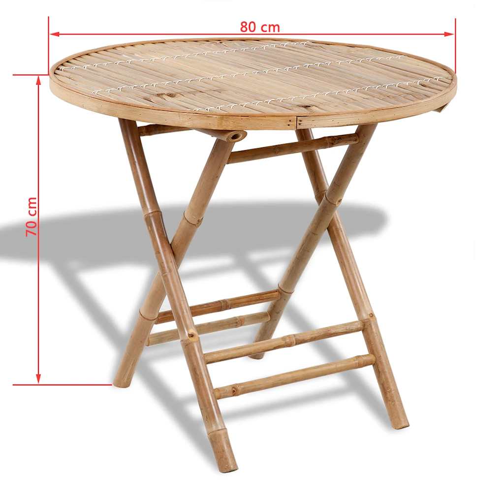 Set da Pranzo da Giardino 5 pz Pieghevole in Bambù | homemem39