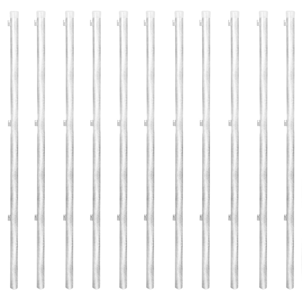 Recinzione in Rete con Pali in Acciaio Zincato 25x0,8 m Argento | homemem39