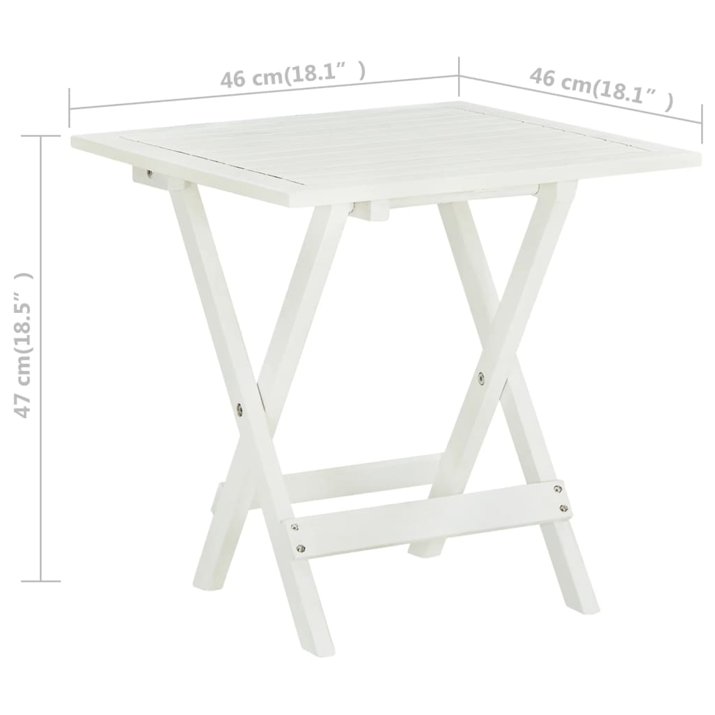 Tavolo da Bistrot Bianco 46x46x47cm in Legno Massello di Acacia | homemem39