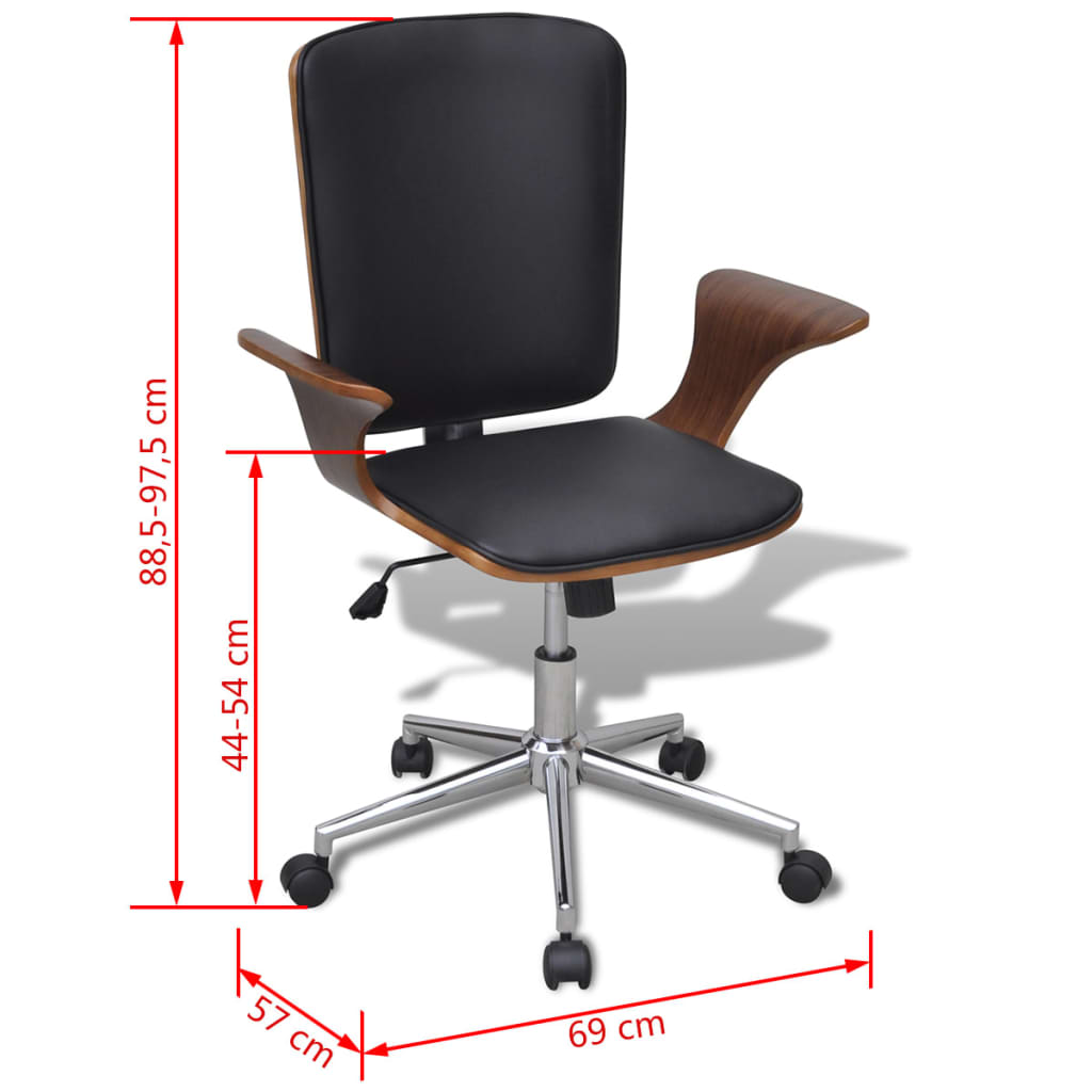 Sedia da Ufficio Girevole in Legno Curvato e Similpelle | homemem39