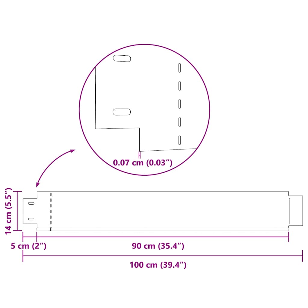 Set 20 pz Bordo Prato Flessibile in Acciaio Zincato 100 x 14 cm | homemem39