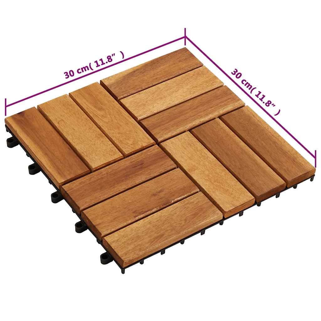 Listelli per Pavimento 30x30 cm in Legno di Acacia 30 pz - homemem39