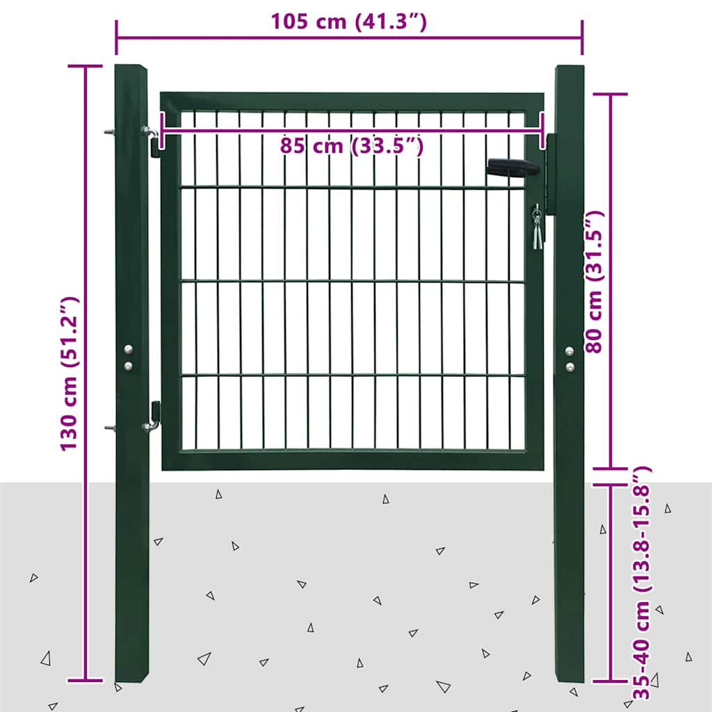 Cancello per Recinzione 2D (Singolo) Verde 100x80 cm | homemem39