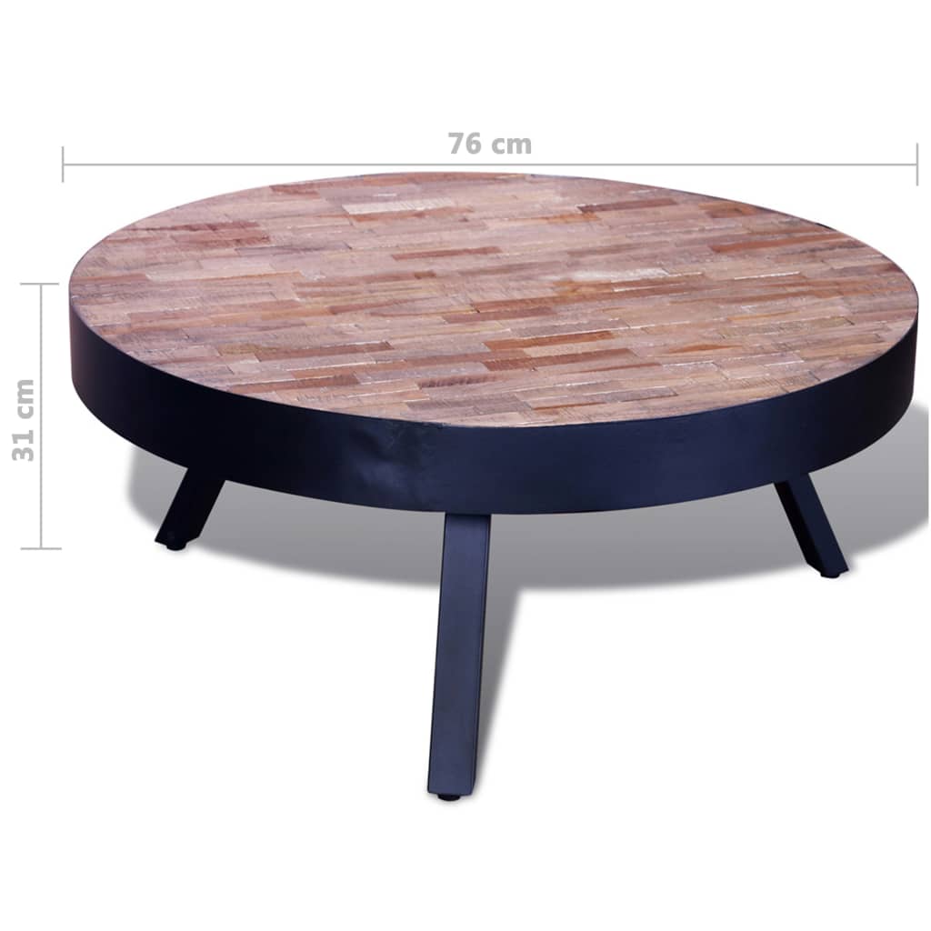 Tavolino da Salotto Rotondo in Legno di Recupero di Teak | homemem39