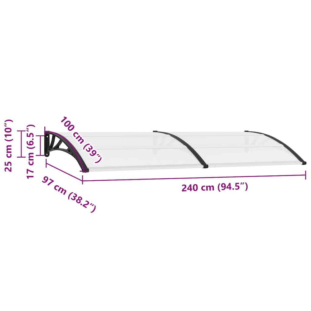Pensilina per Porte 240x100 cm in PC | homemem39