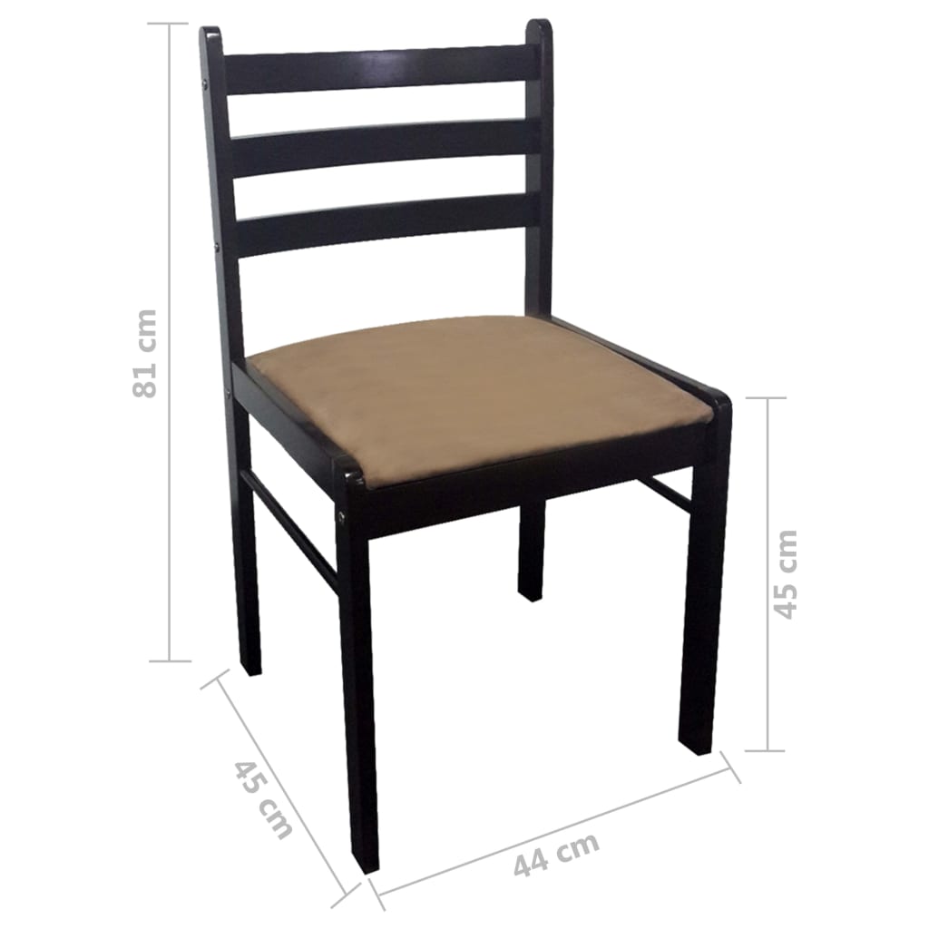 Sedie da Pranzo 4 pz Marroni Legno Massello di Hevea e Velluto | homemem39