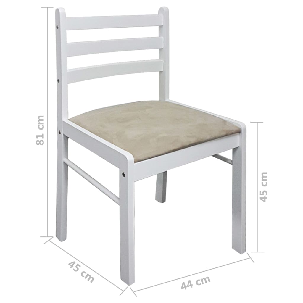 Sedie da Pranzo 2 pz Bianche Legno Massello di Hevea e Velluto | homemem39