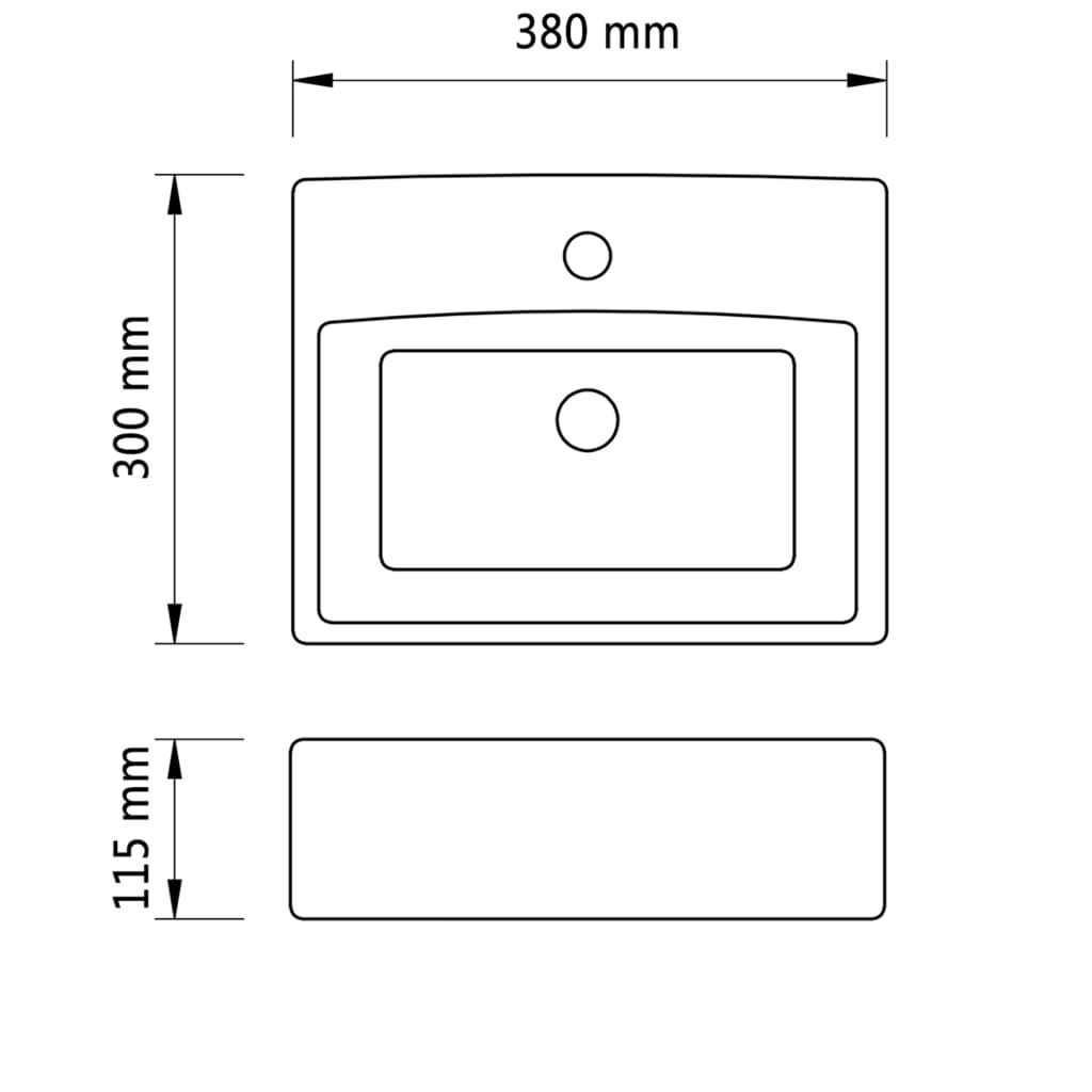 Lavandino Bagno in Ceramica Bianca Quadrato con Foro Rubinetto | homemem39