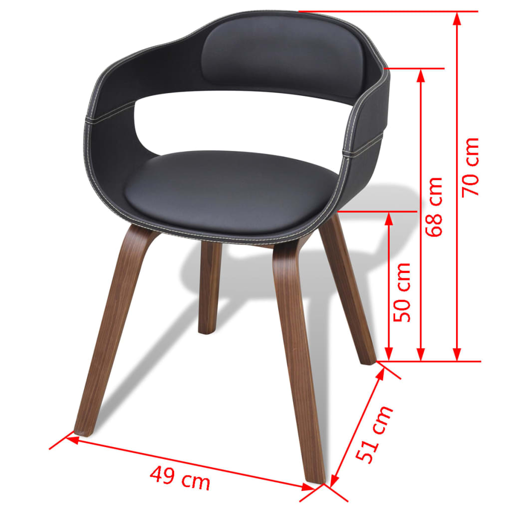 Sedie da Pranzo 4 pz Nere in Legno Piegato e Similpelle | homemem39