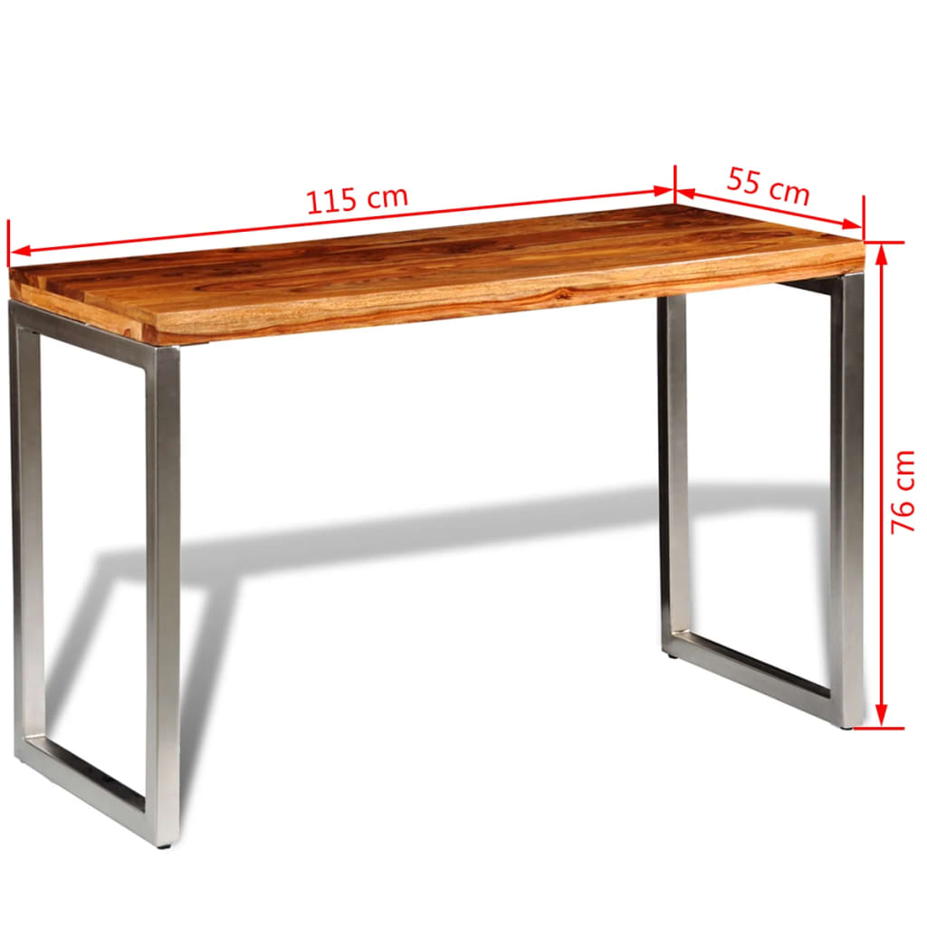 Tavolo Scrivania in Legno Massello con Gambe in Acciaio | homemem39