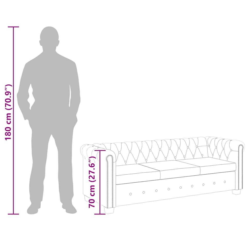 Divano Chesterfield a 3 Posti in Finta Pelle Bianco - homemem39