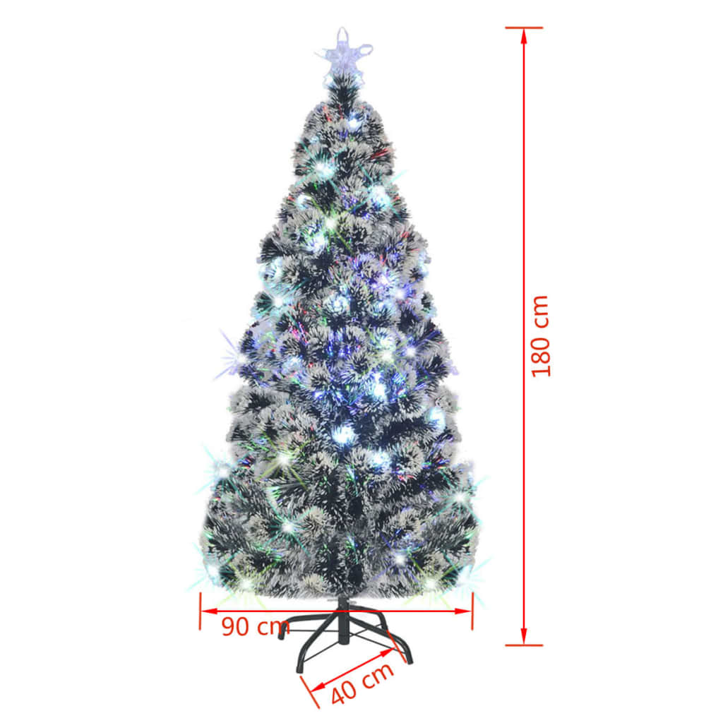 Albero di Natale Preilluminato con Supporto e LED 180 cm Fibra Ottica