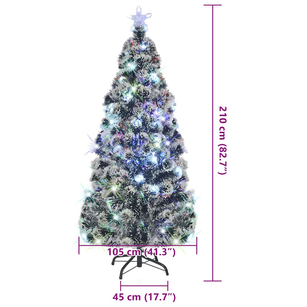 Albero di Natale Preilluminato con Supporto e LED 210 cm Fibra Ottica