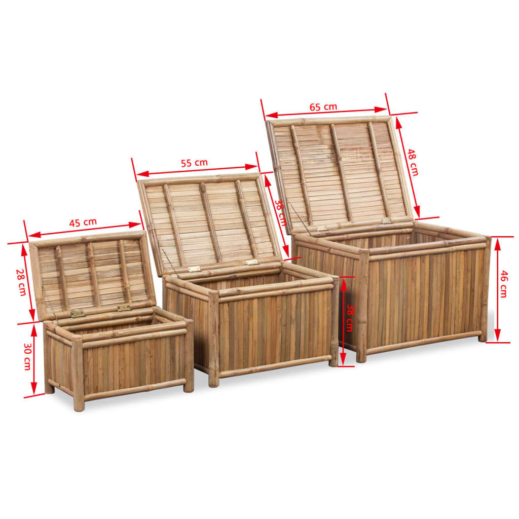 Scatole Portaoggetti Set 3 pz in Bambù | homemem39