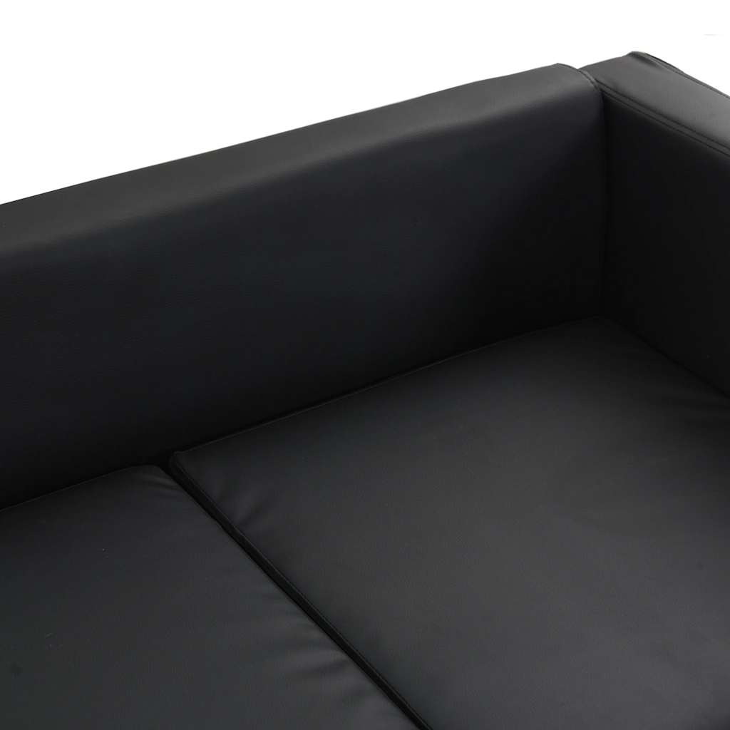 Set Divani a 3 e a 2 Posti in Similpelle Nero