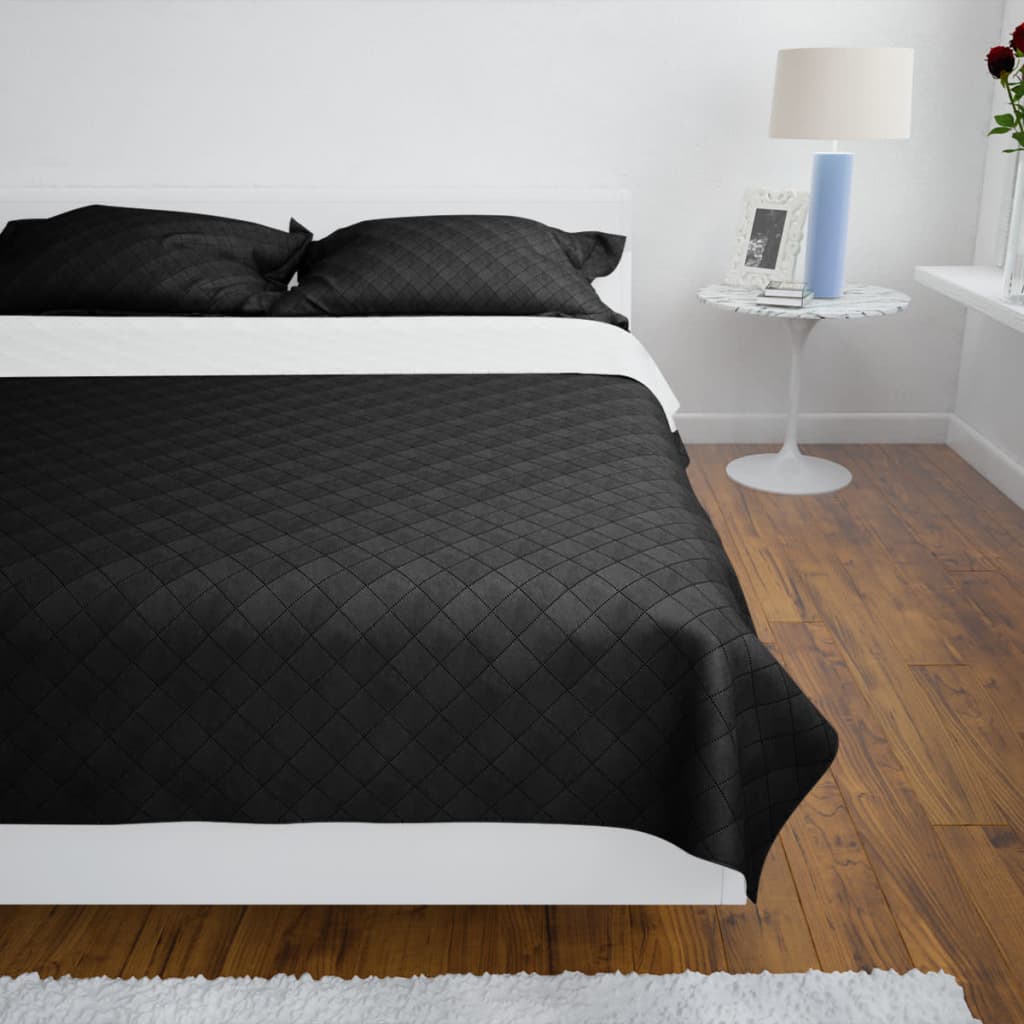 Copriletto Trapuntato a Doppia Faccia Nero/Grigio 230 x 260 cm | homemem39