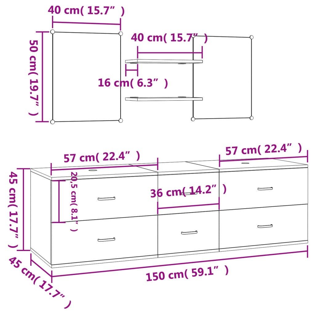Set Mobili da Bagno 5 pz Nero in Legno Multistrato | homemem39