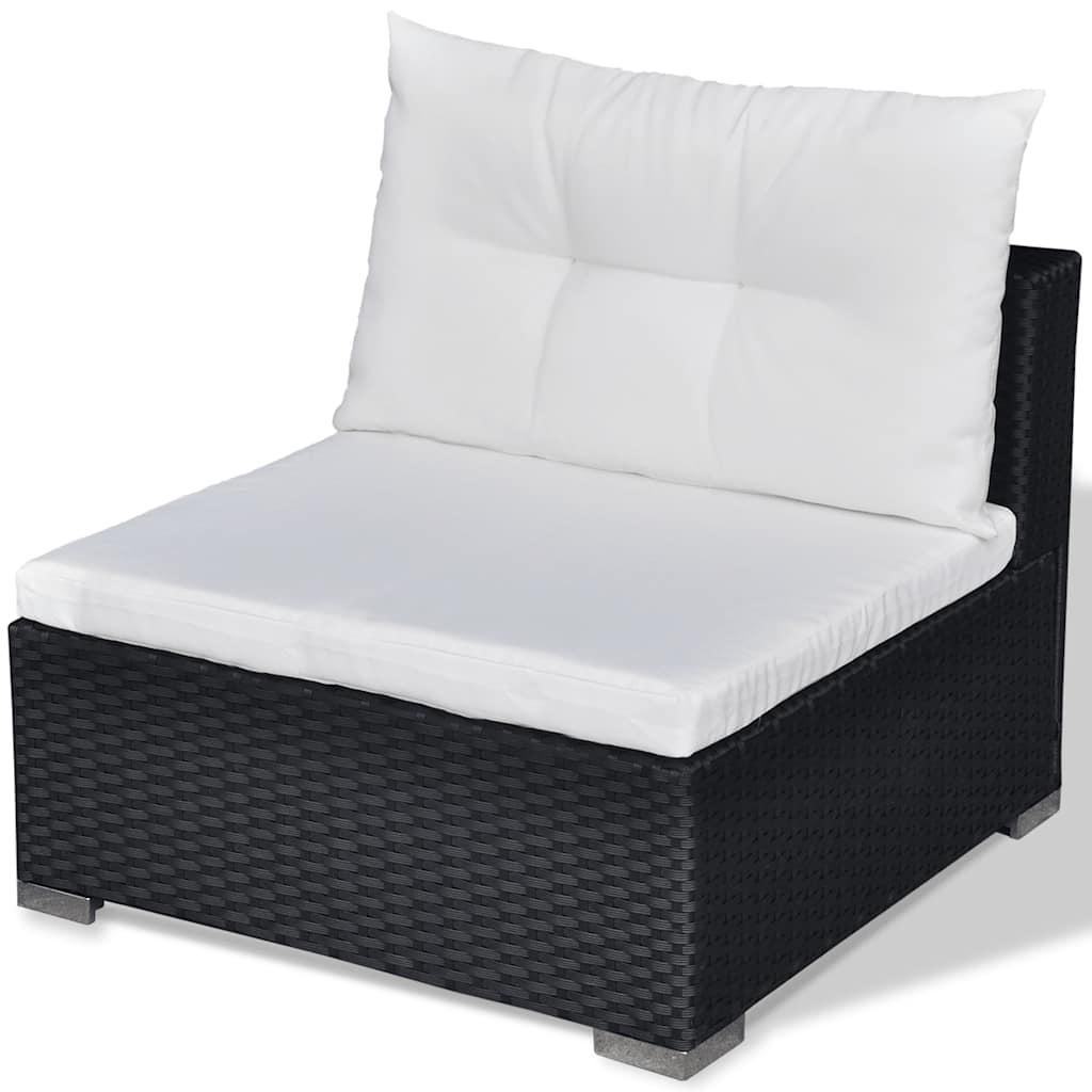 Set Divani da Giardino 6 pz con Cuscini in Polyrattan Nero | homemem39
