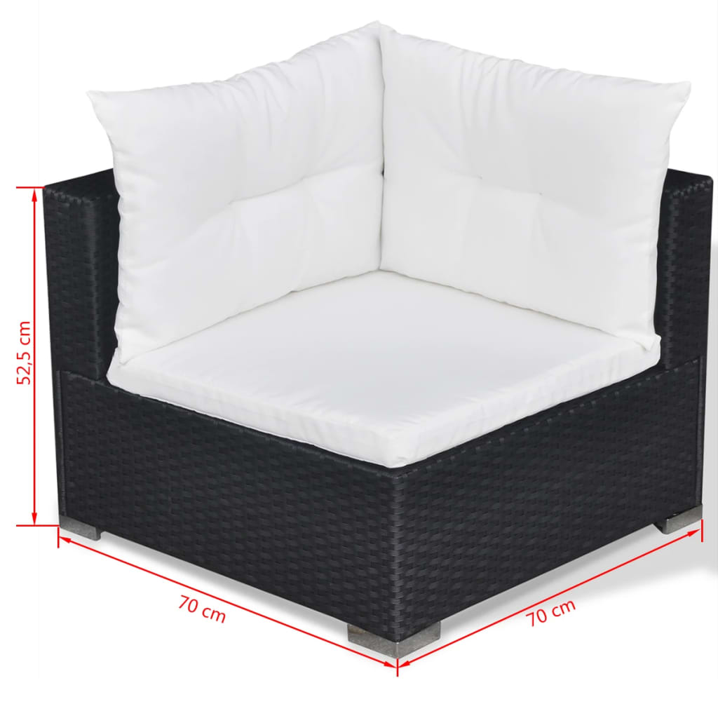 Set Divani da Giardino 10 pz con Cuscini in Polyrattan Nero | homemem39