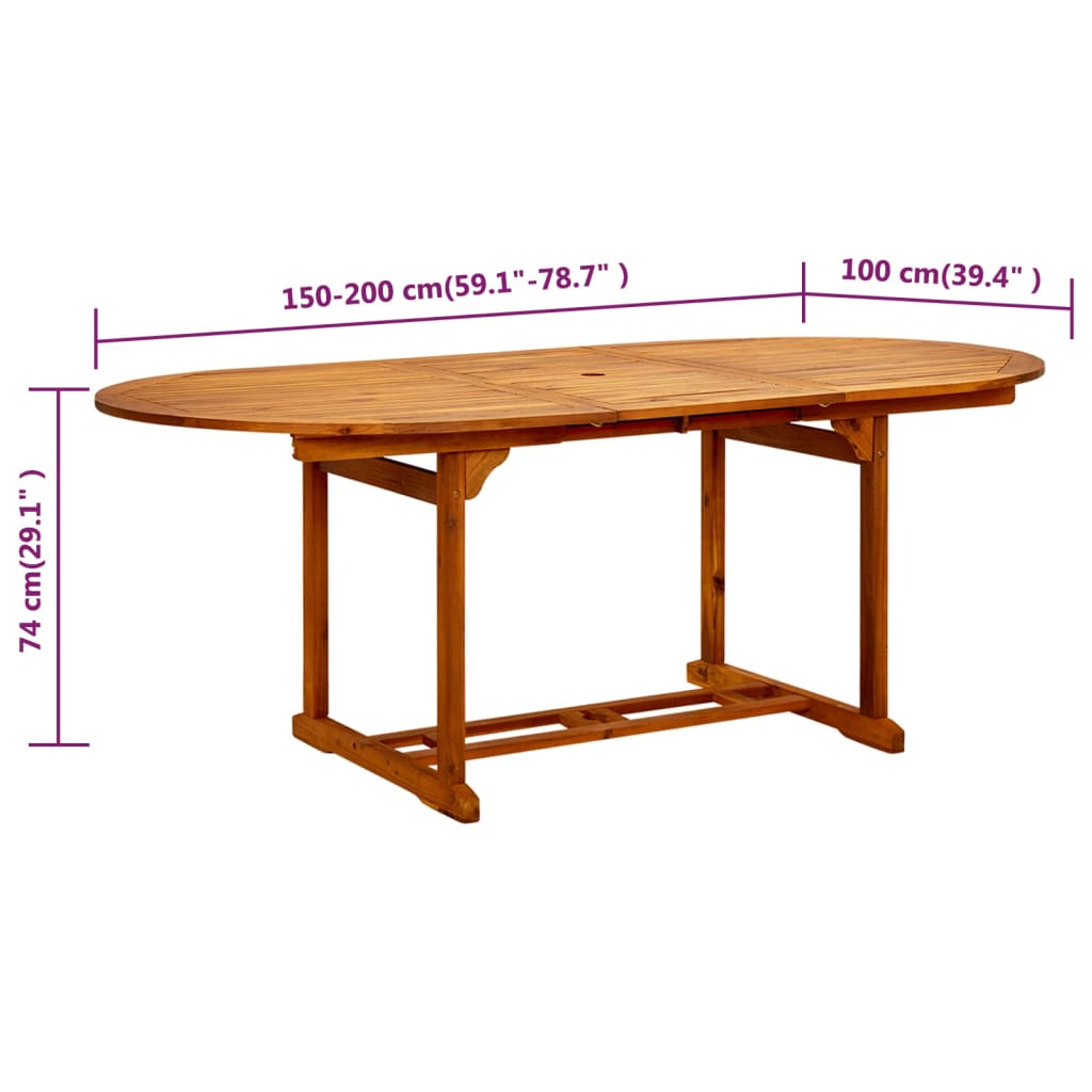 Tavolo da Giardino (150-200)x100x75 cm in Legno di Acacia | homemem39