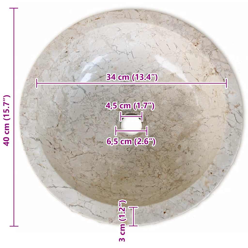 Lavandino in Marmo 40 cm Crema | homemem39