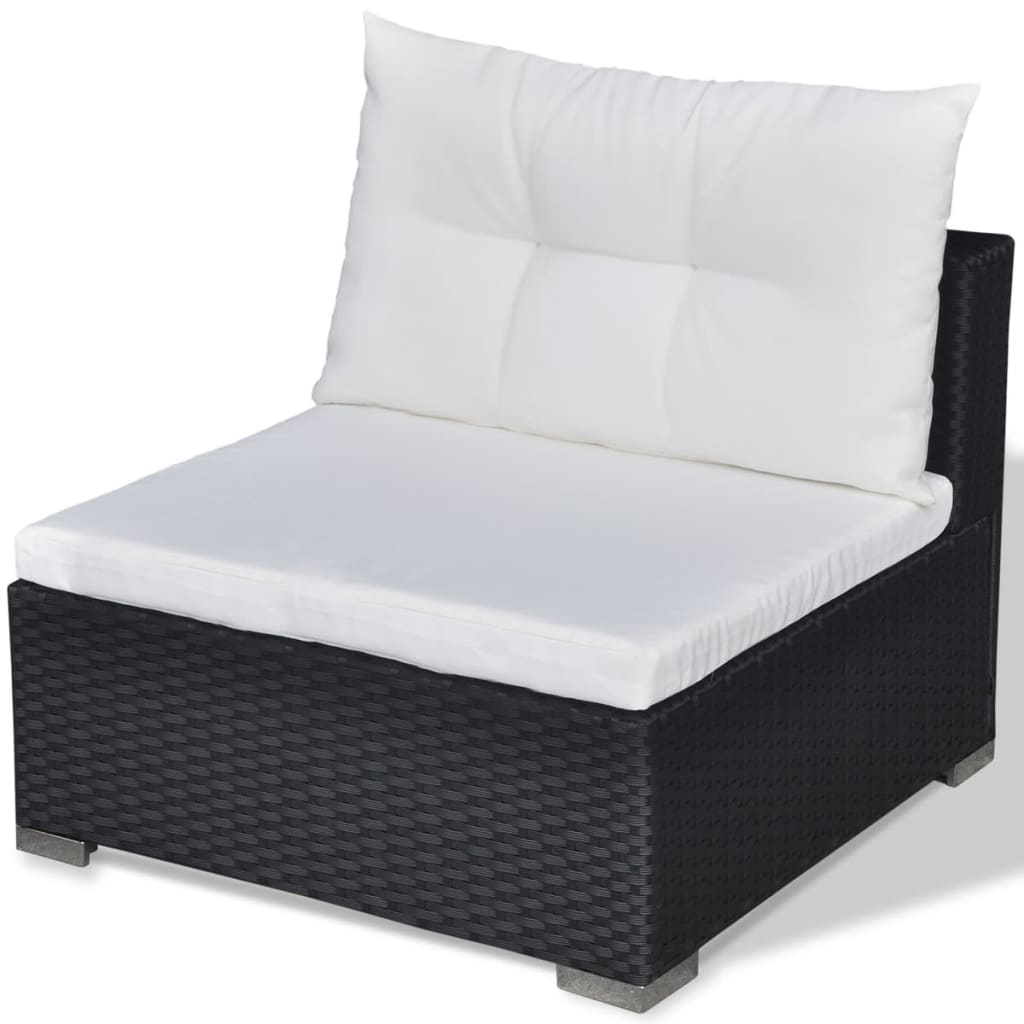 Set Divani da Giardino 6 pz con Cuscini in Polyrattan Nero | homemem39